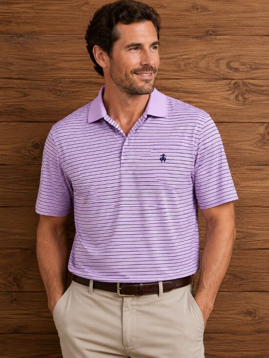 Brooks Brothers Other - Brooks Brothers Performance Polo Shirt Men's XL Lavender Striped Golden Fleece